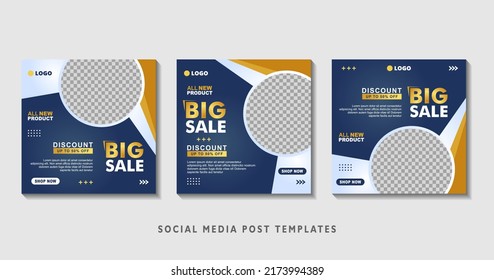 Set of editable square banner templates with photo collage. Suitable for Social Media Post and Online Advertising, Event, and etc. Vector Illustration.