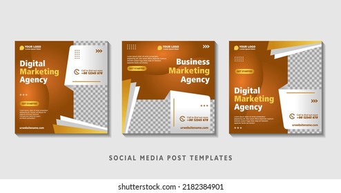 Set of editable square banner templates with photo collage. Suitable for Social Media Post and Online Advertising, Event, and etc. Vector Illustration.