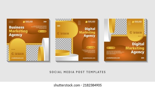 Set of editable square banner templates with photo collage. Suitable for Social Media Post and Online Advertising, Event, and etc. Vector Illustration.