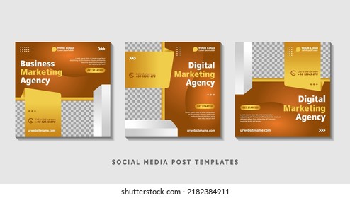 Set of editable square banner templates with photo collage. Suitable for Social Media Post and Online Advertising, Event, and etc. Vector Illustration.