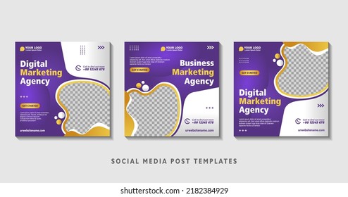 Set of editable square banner templates with photo collage. Suitable for Social Media Post and Online Advertising, Event, and etc. Vector Illustration.