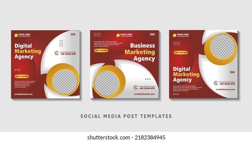 Set of editable square banner templates with photo collage. Suitable for Social Media Post and Online Advertising, Event, and etc. Vector Illustration.