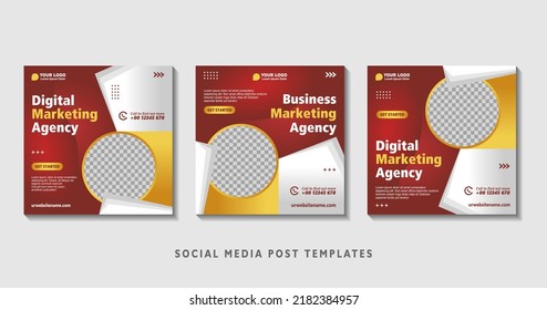 Conjunto de plantillas de banner cuadradas editables con collage de fotos. Ilustración vectorial adecuada para publicaciones en medios sociales y publicidad en línea, eventos, etc.
