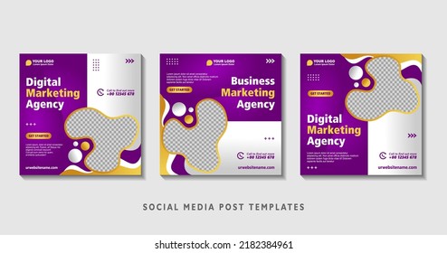 Set of editable square banner templates with photo collage. Suitable for Social Media Post and Online Advertising, Event, and etc. Vector Illustration.