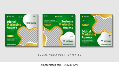 Set of editable square banner templates with photo collage. Suitable for Social Media Post and Online Advertising, Event, and etc. Vector Illustration.