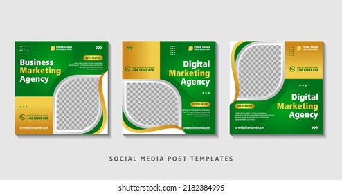 Set of editable square banner templates with photo collage. Suitable for Social Media Post and Online Advertising, Event, and etc. Vector Illustration.