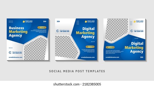 Set of editable square banner templates with photo collage. Suitable for Social Media Post and Online Advertising, Event, and etc. Vector Illustration.