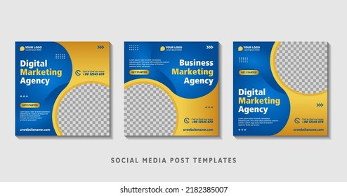 Set of editable square banner templates with photo collage. Suitable for Social Media Post and Online Advertising, Event, and etc. Vector Illustration.