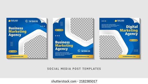 Set of editable square banner templates with photo collage. Suitable for Social Media Post and Online Advertising, Event, and etc. Vector Illustration.
