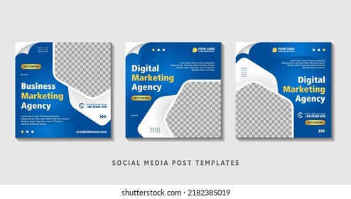 Set of editable square banner templates with photo collage. Suitable for Social Media Post and Online Advertising, Event, and etc. Vector Illustration.