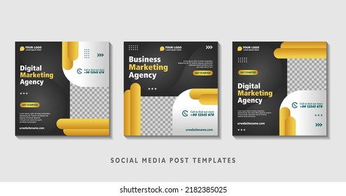 Set of editable square banner templates with photo collage. Suitable for Social Media Post and Online Advertising, Event, and etc. Vector Illustration.