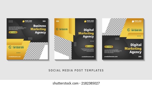 Set of editable square banner templates with photo collage. Suitable for Social Media Post and Online Advertising, Event, and etc. Vector Illustration.