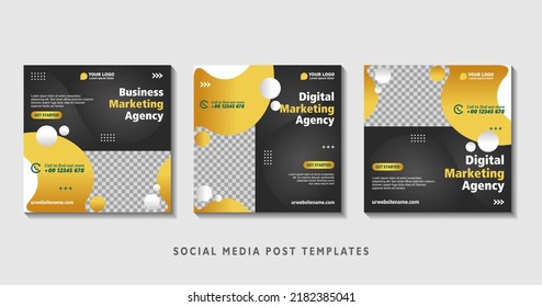 Set of editable square banner templates with photo collage. Suitable for Social Media Post and Online Advertising, Event, and etc. Vector Illustration.