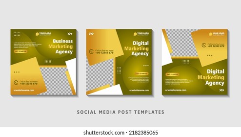 Set of editable square banner templates with photo collage. Suitable for Social Media Post and Online Advertising, Event, and etc. Vector Illustration.