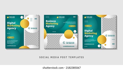 Set of editable square banner templates with photo collage. Suitable for Social Media Post and Online Advertising, Event, and etc. Vector Illustration.