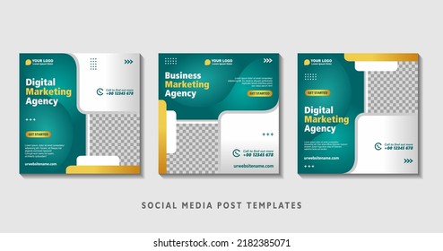 Set of editable square banner templates with photo collage. Suitable for Social Media Post and Online Advertising, Event, and etc. Vector Illustration.