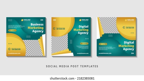 Set of editable square banner templates with photo collage. Suitable for Social Media Post and Online Advertising, Event, and etc. Vector Illustration.