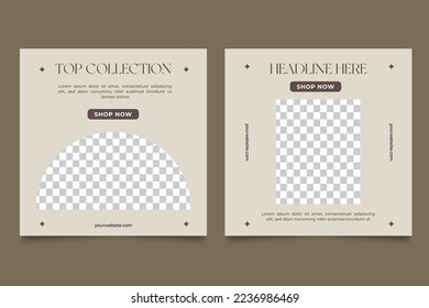 Conjunto de plantillas de banner cuadradas editables con collage de fotos. Ilustración vectorial adecuada para publicaciones en medios sociales y publicidad en línea, eventos, etc.