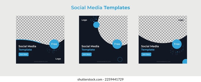 Set of editable square banner templates. social media post template. Flat design vector. Usable for social media, story, and web internet ads.Vector illustration. EPS 10