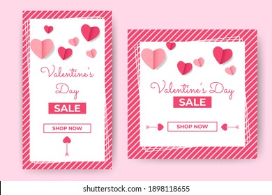 Set of Editable square banners design. Valentine's social media banner. Usable for social media feed, story, and banner. Flat design vector with photo collage.