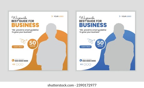 Set of Editable square business social media post design template, web banner design, Instagram post and web ads, poster, vector illustration with modern layout.