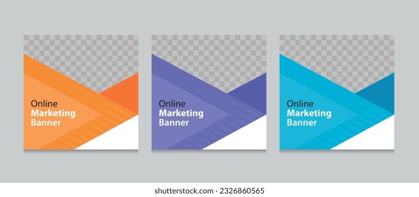 Set von Editable Square Business Web Banner Design-Vorlage. Hintergrundfarbe. Geeignet für Social Media Post, Instagram Story und Web-Anzeigen. Vektorgrafik mit Leerzeichen zum Hinzufügen von Bildern.