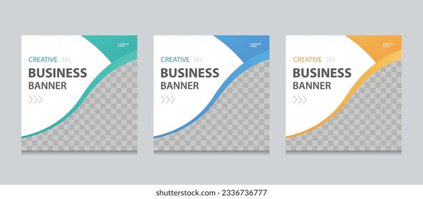 Set von Editable Square Business Web Banner Design-Vorlage. Geeignet für Social Media Post, Instagram Story und Web-Anzeigen. Vektorgrafik mit Leerzeichen zum Hinzufügen von Bildern.