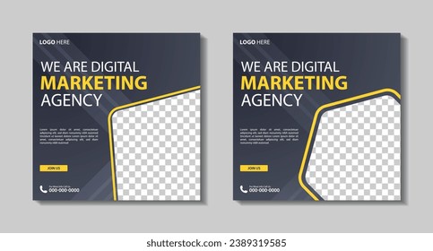 Set of Editable square business web banner design template. Suitable for social media post, Vector illustration with Space to add pictures minimal and modern design.