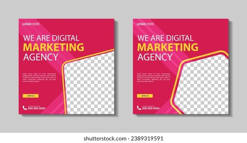 Set of Editable square business web banner design template. Suitable for social media post, Vector illustration with Space to add pictures minimal and modern design.