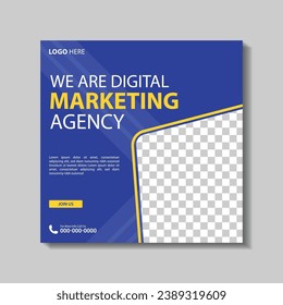 Set of Editable square business web banner design template. Suitable for social media post, Vector illustration with Space to add pictures minimal and modern design.