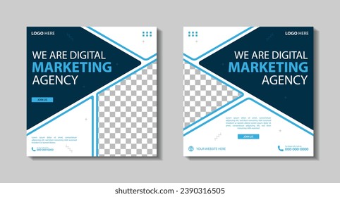 Set of Editable square business web banner design template. Suitable for social media post, Vector illustration with Space to add pictures minimal and modern design.