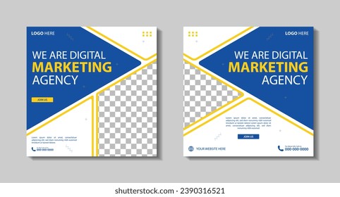 Set of Editable square business web banner design template. Suitable for social media post, Vector illustration with Space to add pictures minimal and modern design.