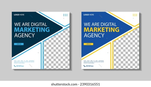 Set of Editable square business web banner design template. Suitable for social media post, Vector illustration with Space to add pictures minimal and modern design.