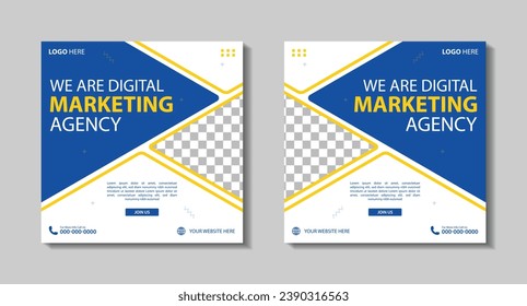 Set of Editable square business web banner design template. Suitable for social media post, Vector illustration with Space to add pictures minimal and modern design.