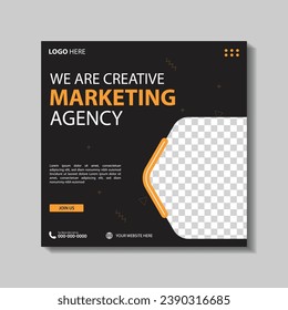 Set of Editable square business web banner design template. Suitable for social media post, Vector illustration with Space to add pictures minimal and modern design.