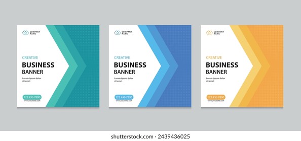 Set of Editable square business web banner design template. background gradients color. Suitable for social media post, instagram story and web ads. Vector illustration with Space to add pictures.