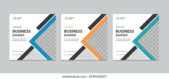 Set of Editable square business web banner design template. background gradients color. Suitable for social media post, instagram story and web ads. Vector illustration with Space to add pictures.