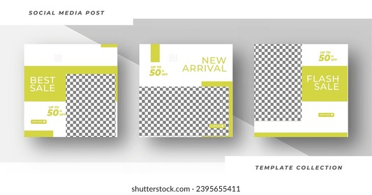 Set of editable square flash sale social media post for promotion with product background