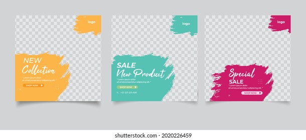 Set of Editable square promotion banner template