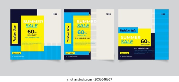Set of Editable square promotion banner template