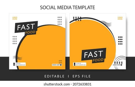 Set of Editable square social media post template designs for posting food on social media. aesthetic template for food promotions. vector food social media template design