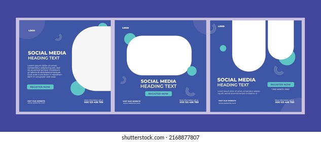 Set of editable square template posts for social media for personal profile, artist, trainer, motivator, coach, model, ads, and business. With simple green and blue color.