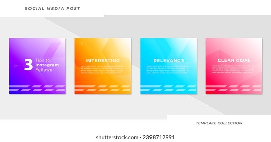 Set mit editierbaren Quadrats-Tipps, Tutorial in sozialen Medien, Tipps, Post-Banner-Layout-Vorlage Hintergrund-Design-Element-Werbebanner-Vorlage für Werbebanner-Vorlage