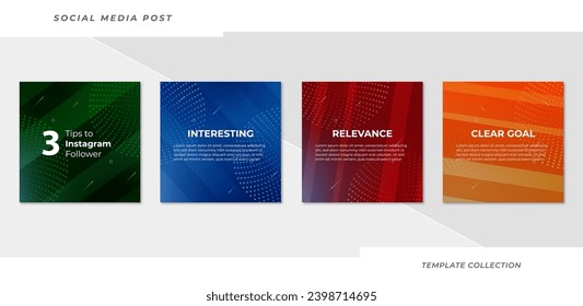 Set of editable square tips social media tutorial, tips, post banner layout template background design element promotion banner template