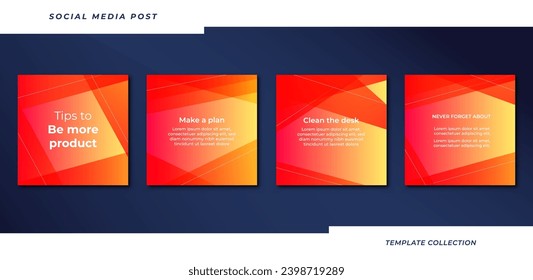 Set of editable square tips social media tutorial, tips, post banner layout template background design element promotion banner template