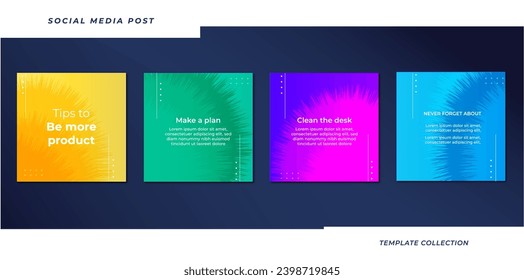 Set of editable square tips social media tutorial, tips, post banner layout template background design element promotion banner template