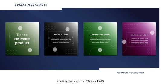 Set of editable square tips social media tutorial, tips, post banner layout template background design element promotion banner template