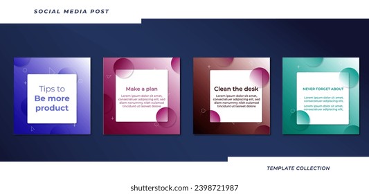 Set of editable square tips social media tutorial, tips, post banner layout template background design element promotion banner template