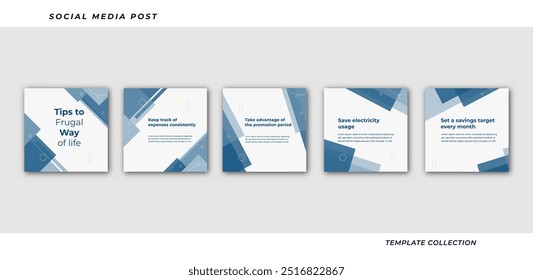 Set of editable square tips social media tutorial, tips, post banner layout template background design element promotion banner template