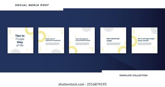 Set of editable square tips social media tutorial, tips, post banner layout template background design element promotion banner template